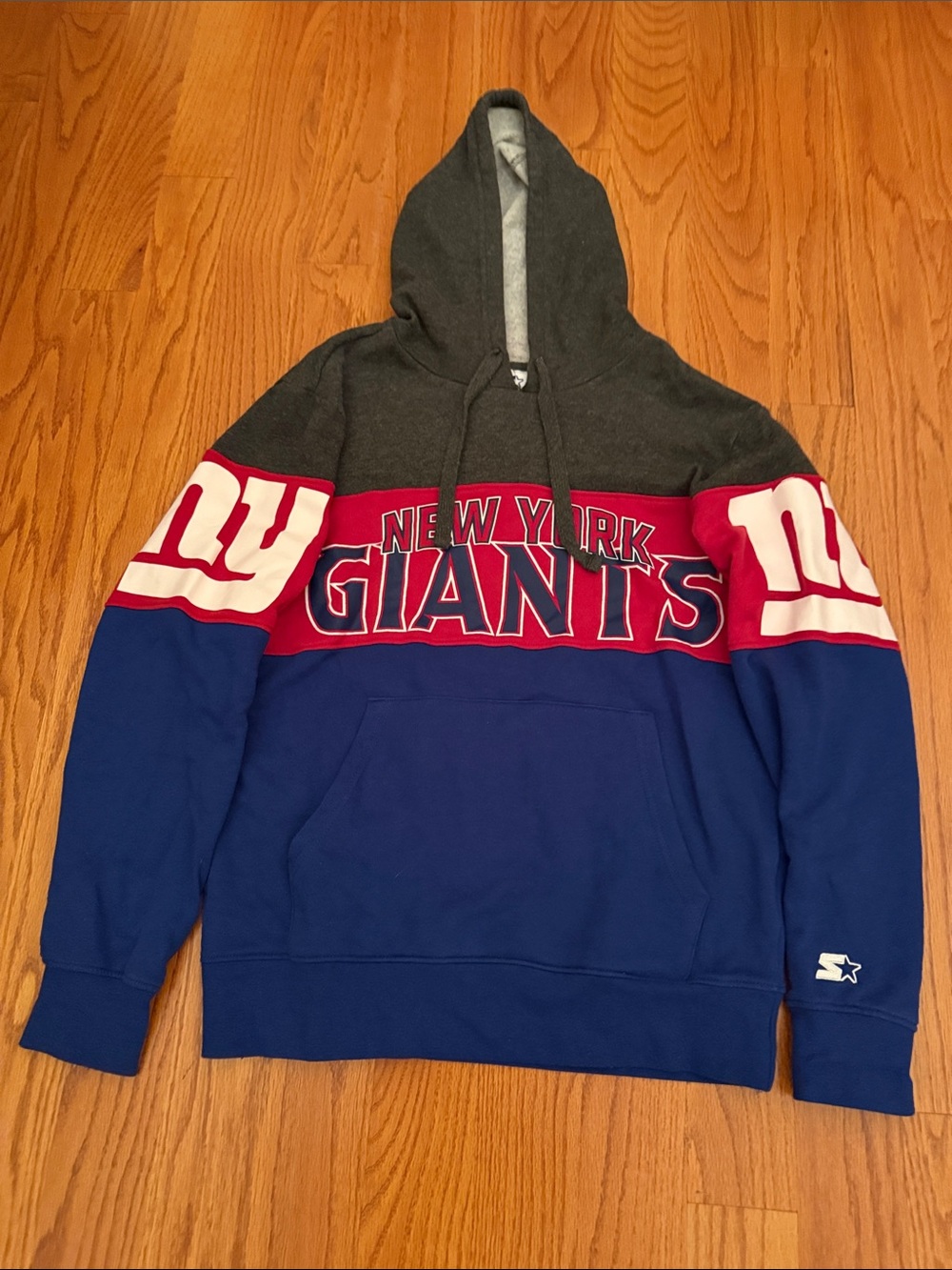 STARTER New York Giants Gray, Red & Blue Crewneck Hoodie Size Medium